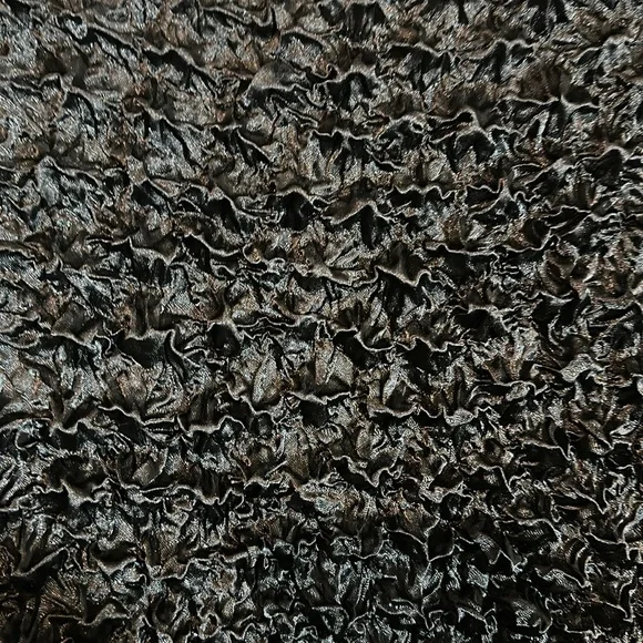 Vintage Y2K Black Cropped Silk Feel Stretchy Ruffled Short Sleeve Popcorn Shirt - Picture 13 of 14